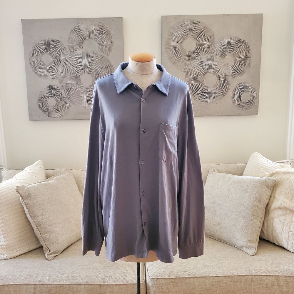 And Now This Regular-Fit Solid Knit Button-front Shirt sz XL